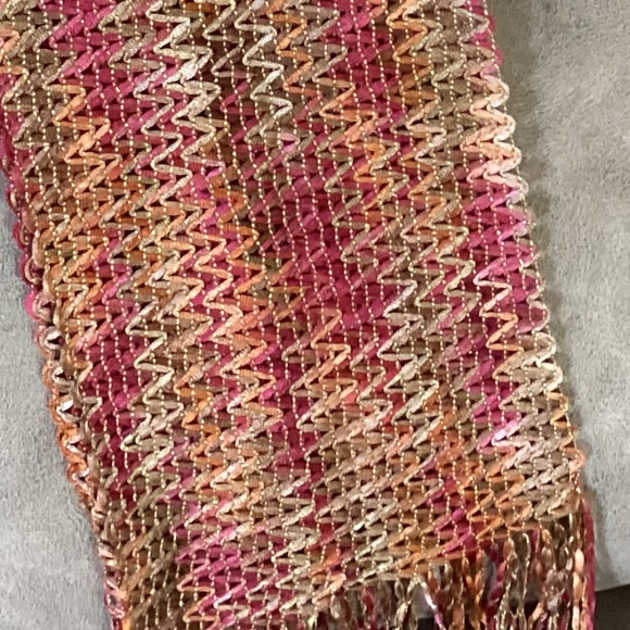 Autumn colors braided threaded scarf gorgeous! - Picture 4 of 7